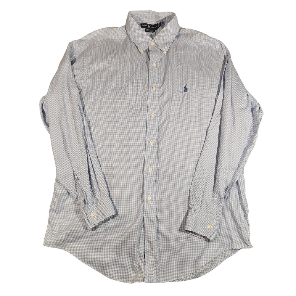 Ralph Lauren Shirt Mens 16.5 34/35 Blue Yarmouth‎ Button Down Cotton Check Pony